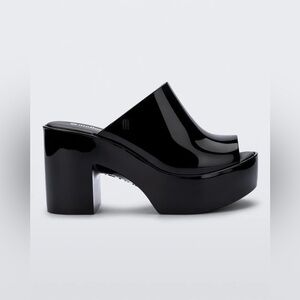 MELISSA Black Glitter Platform Mules (US 6)